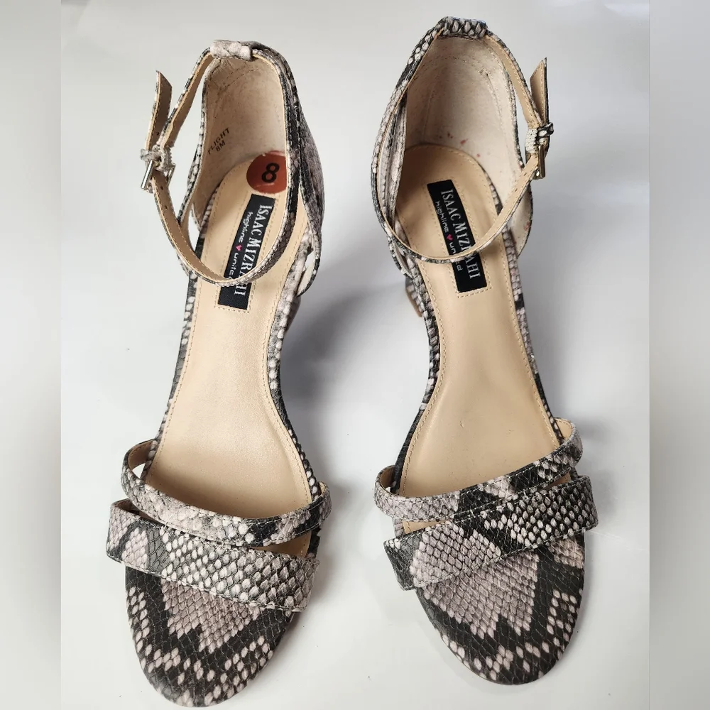 Isaac Mizrahi Flight Snakeskin Patterned Wedge Sandals Size 8M